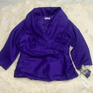 New! ✨ “Calvin Klein” Metallic Purple Cross Wrap Jacket- Size Medium